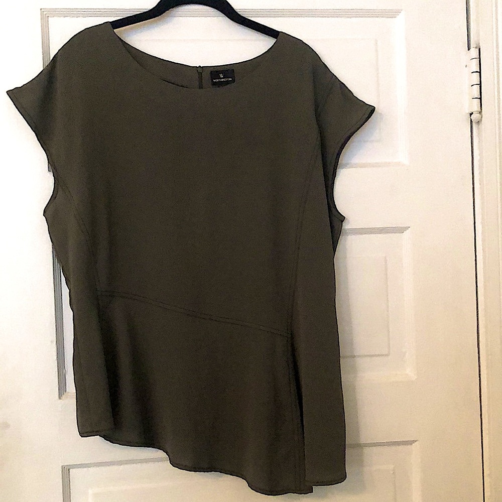 Asymmetrical Olive Green Blouse